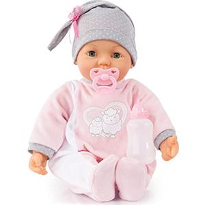 Bayer Design 94682AP Bambola Interattiva Hello Baby, con suoni, parlante, muove la bocca, corpo morbido, bambolotti, accessori