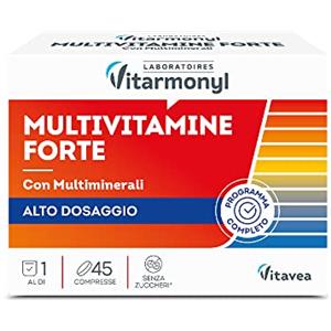VITARMONYL - MULTIVITAMINE FORTE - Integratore alimentare multivitaminico ad alto dosaggio - Con vitamine e minerali - Integratori stanchezza e sistema immunitario - Confezione da 45 compresse - 36 g