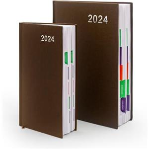 HW CASA Agenda 2024-Set di Quaderni Giornalieri con Copertine Rigide, Design Minimalista e Funzionalità Extra - Perfetto per la Pianificazione Personale e Professionale (Marrone)