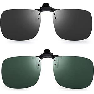 JM Clip Occhiali da Sole Polarizzata con Lenti Flip Up Senza Montatura per Occhiali da Vista Grigio+Verde