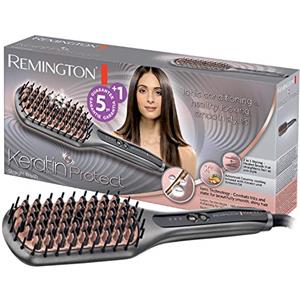 Remington Spazzola Lisciante per capelli - Rivestimento ceramico alla cheratina arricchito con olio di mandorle, display digitale, 150-230°C, CB7480