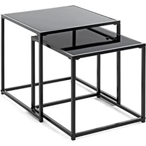 HAKU Möbel Set di 2 tavolini, metallo, nero, L 35 x P 35 x A 35 cm/L 40 x P 40 x A 40 cm