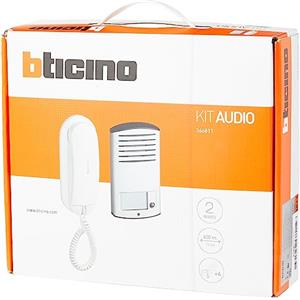 Bticino 366811 Kit Audio 2 Fili monofamiliare con pulsantiera Linea 2000 da Parete e citofono Sprint L2, Grigio
