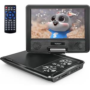 YOTON Lettore DVD portatile da 7,5 con scheda SD/porta USB, batteria da 4-6 ore, schermo di protezione per gli occhi da 9,5, supporto ingresso/uscita AV