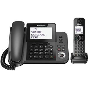 Panasonic KX-TGF320EXM Telefono Digitale Cordless/con Filo con Segreteria Telefonica Digitale, Unità Base e Ricevitore Singolo, Vivavoce, Display Inclinabile, Blocco Chiamate Indesiderate, Nero