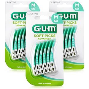 GUM SOFT-PICKS ADVANCED Scovolini Interdentali in Gomma/Per Rimuovere Placca e Residui di Cibo/Raggiunge facilmente anche i denti posterior (M - [3x60])