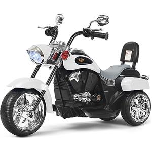 COSTWAY 6V Moto Elettriche per Bambini, Moto Cavalcabile Marcia Avanti e Indietro, Portanza di Peso 30kg (Bianco)