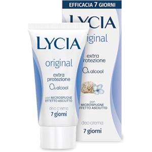 Lycia - Original Deodorante in crema, Extra Protezione per 7 giorni, Senza Alcool, Effetto Asciutto e Vellutato, con Burro di Karitè, 30ml
