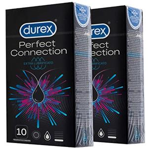 Durex Perfect Connection Preservativi Extra Lubrificati, Anche per Sesso Anale, 2 confezioni da 10 Profilattici