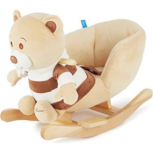 Bieco 74004003 - peluche a dondolo Bubu orso, marrone, per bambini sedia a dondolo, sedile e schienale, altalena peluche per neonati e bambini di circa 60 x 30 x 50 cm