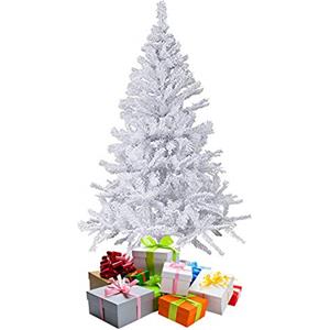 FineHome - Albero di Natale artificiale, 120-150-180 cm, con supporto, colore: bianco, dimensioni: 120 cm
