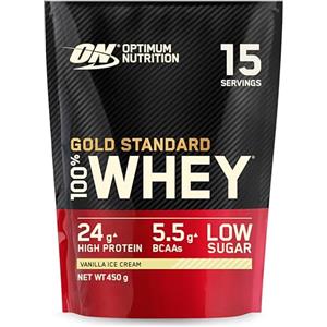 Optimum Nutrition Gold Standard 100% Whey Proteine in polvere per lo Sviluppo e il Recupero Muscolare con Glutammina e Aminoacidi BCAA Naturali, Gusto Doppio Cioccolato, 15 porzioni, 465 g
