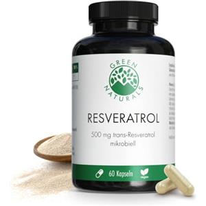 GREEN NATURALS Resveratrolo (60 capsule da 500 mg) da lievito di radice di poligono giapponese - produzione tedesca - 100% vegano e senza additivi - scorta per 2 mesi