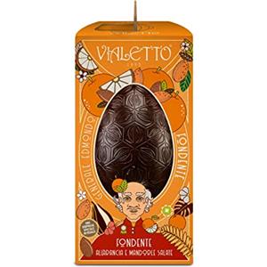 VIALETTO Uovo di Cioccolato Generale Edmondo - Cioccolato Fondente all'Arancia e Mandorle Salate, Uovo di Pasqua da 300 Grammi
