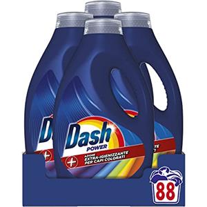 Dash Power Detersivo Liquido Lavatrice, 88 Lavaggi (4x22), Azione Extra-Igienizzante Per Capi Colorati, Efficace Anche A Freddo E In Cicli Brevi