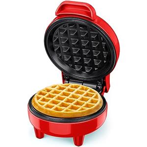 SNAILAR Piastra per Waffle, Mini Macchina per Waffle, 550W Waffle Maker con Rivestimento Antiaderente, Temperatura Automatica, Design Compatto, Rosso