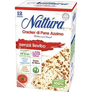 NATTURA Cracker di Pane Azzimo, Pane Azzimo Senza Lievito e Senza Sale Aggiunto, Fonte di Fibre, 29 Kcal per Sfoglia, Prodotto Vegano, 220 g