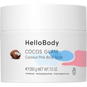 HelloBody Cocos Glam Scrub per il corpo 200 ml - Scrub al cocco con olio di cocco, cristalli di sale e olio di jojoba - Cura naturale della pelle - Scrub al cocco - Peeling Hellobody