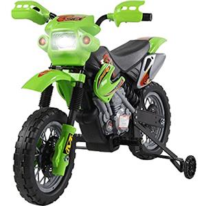 HomCom Moto Cross Elettrica per Bambini con Rotelle 2.5Km/h, Verde