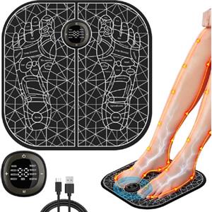 TKMARS Massaggio ai piedi EMS a 19 intensità e 8 modalità di massaggio ai piedi per dispositivo di circolazione sanguigna delle gambe, massaggiatore elettrico pieghevole e facile da trasportare