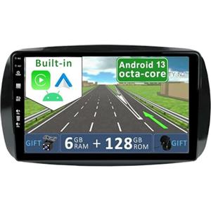 YUNTX [6GB+128GB] Autoradio 2 DIN Android 12 per Mercedes Benz Smart 453 Fortwo 2014-2020-[Incorporato Carplay/Android Auto/DSP/GPS]-IPS 2.5D 9 Touch Screen-Camera+MIC-DAB/Mirror Link/Bluetooth 5.0