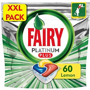 Fairy Platinum Plus - Confezione di pastiglie per lavastoviglie, al limone, 60 pastiglie