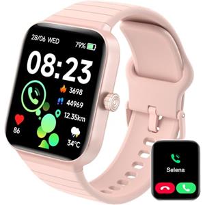 Quican 2024 Orologio Smartwatch con Risposta Chiamate e Whatsapp con Alexa per iOS Android, Frequenza Cardiaca, SPO2, Monitoraggio del Sonno, Passi, Contacalorie, Fitness Tracker da donna, 1,8