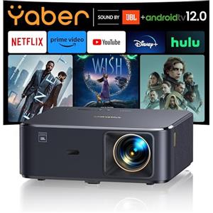 YABER 【Android TV 12.0】Proiettore 4K Supporta Sound by JBL/Dolby Audio, Auto Focus & Keystone Videoproiettore, YABER K2s 800ANSI Wifi 6 Bluetooth 5.2，Proiettore Nativo 1080P Full HD con Netflix 7000+ Apps