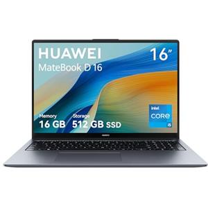 HUAWEI MateBook D 16,16GB+512GB Win11,leggero di 1,68 kg，Processore Intel®Core™ serie H，Display FullView da 16 pollici，SuperCharge,batteria ad alta capacità，SuperHub