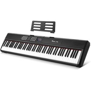 Rosen P51 tastiera pesata full size 88 tasti per principianti pianoforte digitale, pianoforte elettrico portatile con pedale di sostegno e alimentazione elettrica, nero
