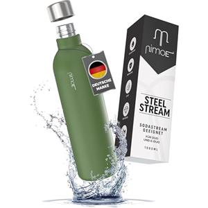 NIMOE® SteelStream, compatibile con Sodastream DUO, E-DUO, bottiglia in acciaio inox da 1 l, lavabile in lavastoviglie, 100% a prova di perdite