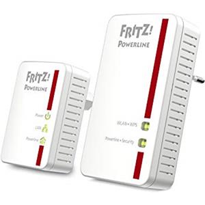 AVM FRITZ!Powerline 540E WLAN Set Edition International, Kit extender per rete elettrica fino a 500 Mbit/s, Wi-Fi integrato fino a 300 Mbit/s, Mesh, Interfaccia in italiano
