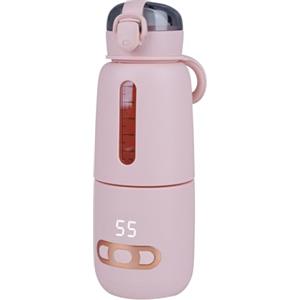 Hoapin Scaldabagno portatile scaldabiberon rapido USB caricatore bottiglia di vetro 300 ml temperatura regolabile 37°C-55°C Batteria 15000mAh Potenza 90W (rosa)