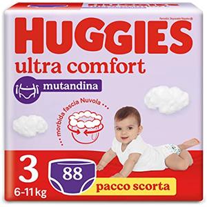 Huggies Ultra Comfort, Pannolini Taglia4 (9-14 kg), Mutandina traspirante, Pacco Scorta, 60 Pz