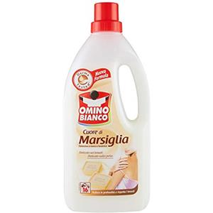 Omino Bianco - Detersivo Bivalente Liquido, Lavaggio a Mano e in Lavatrice, Essenza Cuore di Marsiglia, 1000 ml