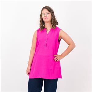 Nina Leonard Canotta svasata con bottoni e scollo a V