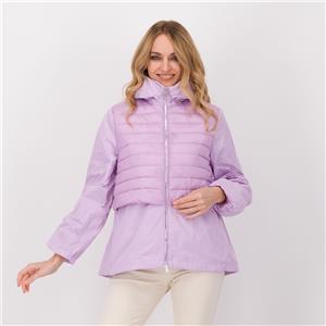 Neropale Giacca con cappuccio Effetto doppio con tessuto nylon e tessuto trapuntato