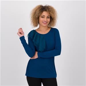 Caterina Lancini Maglia in misto viscosa a manica lunga con volant