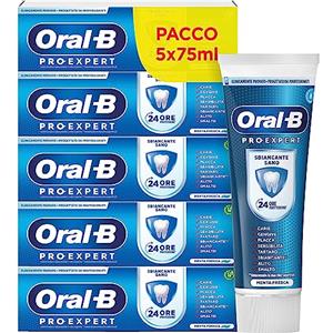 Oral-B Dentifricio Pro-Expert Sbiancante Sano, Gusto Menta Fresca, Protezione di 24 Ore Contro la Placca, Maxi Pacco, Confezione da 5 Dentifrici (5x75ml)