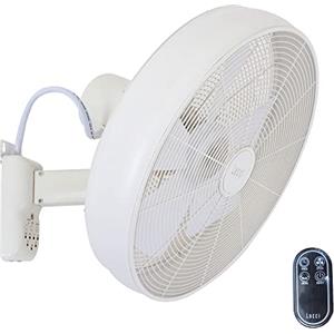 LUCCI AIR Ventilatore da parete Breeze, ventilatore con telecomando, ventilatore da parete con rotazione automatica, Ø 46 cm, bianco