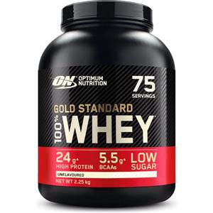 Optimum Nutrition Gold Standard 100% Whey Proteine in polvere per lo Sviluppo e il Recupero Muscolare con Glutammina e Aminoacidi BCAA Naturali, senza Aromi, 75 dosi, 2,25kg, la Confezione può Variare
