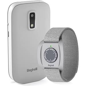 Beghelli - Kit Salvalavita Phone SLV30 + Bracciale Band Telefono Anziani, GSM SOS, Chiamata Rapida, Telesoccorso Indossabile, GPS, Sensore Caduta, Ampio Display, 2.8 pollici, Grigio