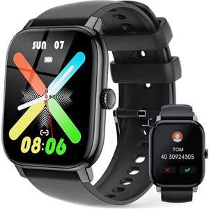 LLKBOHA Smartwatch Uomo Chiamate,1,85'' HD Schermo Orologio Smart Watch,IP68 impermeabile,Con cardiofrequenzimetro da polso/ossigeno nel sangue/contapassi/monitoraggio del sonno per Android iOS