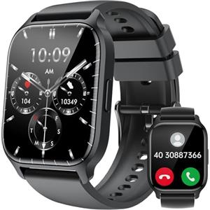 LLKBOHA Smartwatch Uomo Donna - 1,85'' Schermo Tattile Orologio Smart Watch Chiamate Bluetooth, Con cardiofrequenzimetro da polso/ossigeno nel sangue/contapassi/monitoraggio del sonno per Android iPhone