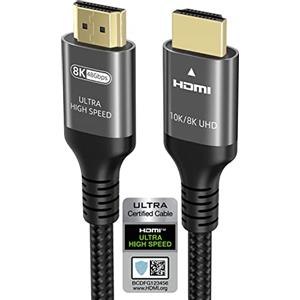 Ubluker 10k 8k 4k Cavo HDMI 2 Metri, Velocità Ultra Elevata HDMI 2.1 Cavi 4k 144Hz 120Hz 8k 60Hz 48Gbps 1ms 12bit eARC DTS:X HDR10+ Compatibile per Mac PC Soundbar G-SYNC Monitor PS5 Xbox
