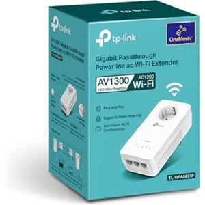 TP-Link TL-WPA8631P Powerline Extender AV1300 + Wi-Fi AC1200 con presa passante Schuko, 3 porta Gigabit, Plug and Play