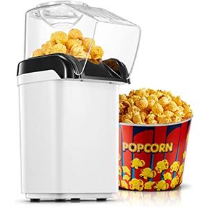 HOUSNAT Macchina Popcorn 1200W, in 2 Minuti, ad Aria Calda, Senza Olio e Grassi, Facile da Pulire, Design Compatto, Bianco