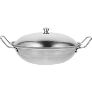 BESTonZON 1 set di padella wok in acciaio inox con manico coperchio antiaderente padelle pentole per induzione a gas o fornello elettrico 25 4 cm