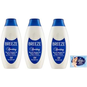 Felce Azzurra 3x BREEZE Sporting Doccia Shampoo e Bagnoschiuma,deterge efficacemente corpo e capelli 400ml + 1 Busta di Talco Felce Azzurra in omaggio da 100g