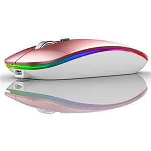 Uiosmuph Mouse Senza Fili Bluetooth, Bluetooth 5.1 + 2.4G Wireless Ricaricabile Mouse Senza Fili Ottico Piccolo Portatile con Mouse USB per per Notebook, PC, Laptop, Computer, MacBook(Oro Rosa)